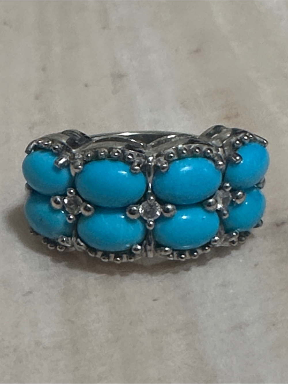 Samuel B. Sterling Silver Sleeping Beauty Turquoise Cluster Ring - Bright Blue
